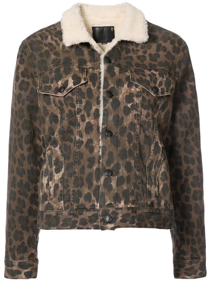 R13 Button-down Leopard Print Jacket - Brown