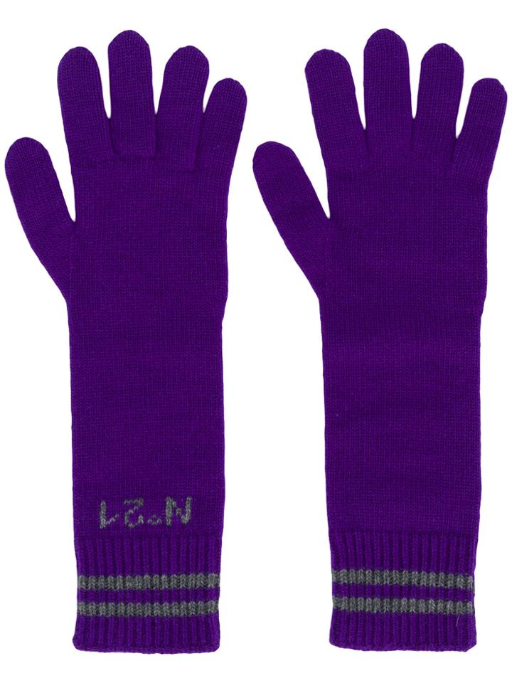 No21 Long Logo Gloves - Pink & Purple