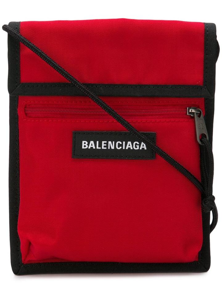 Balenciaga Red Explorer Logo Embroidered Pouch
