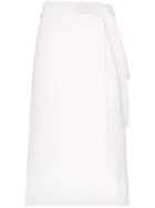 A Plan Application High-waisted Cotton Wrap Skirt - White