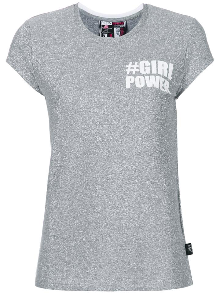 Plein Sport Girl Power Print T-shirt - Metallic