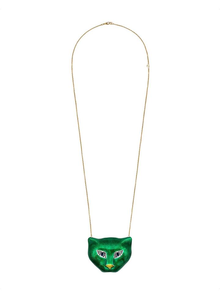 Gucci Gold And Silver Cat Head Minaudière - Green