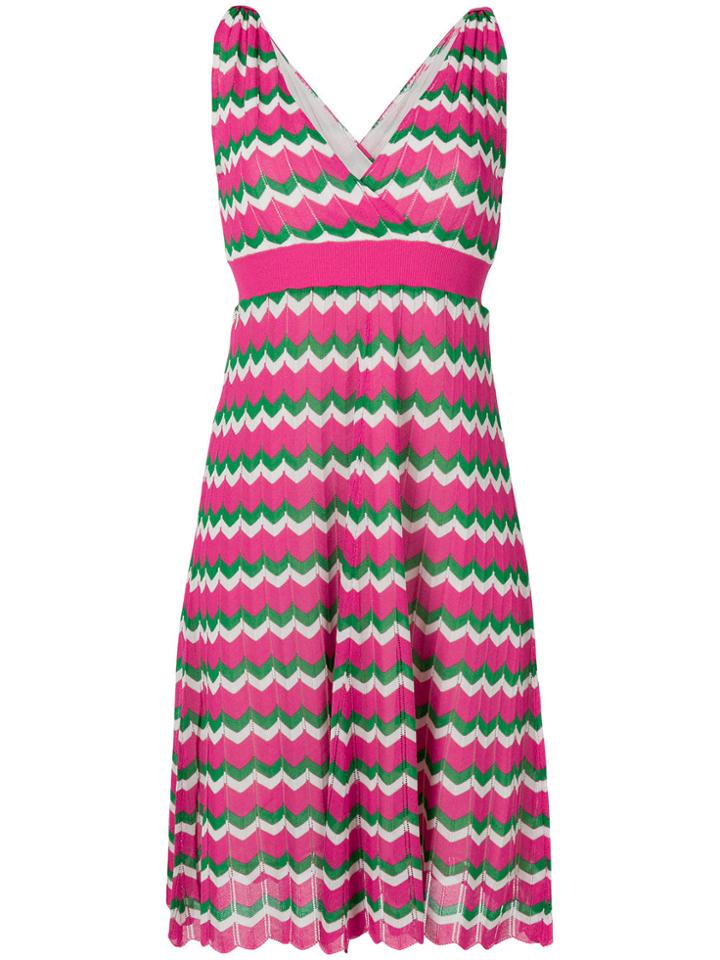P.a.r.o.s.h. V-neck Fitted Dresss - Pink & Purple