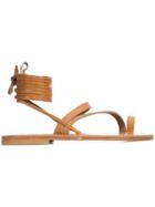 K. Jacques Strappy Lace Up Sandals - Brown