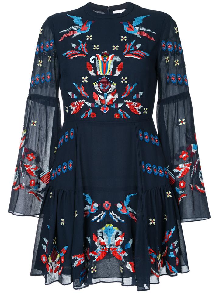 Tanya Taylor Cross Stitched Izzy Dress - Blue