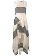 Sportmax - Long Tie Detail Dress - Women - Silk/cotton/linen/flax - 36, Black, Silk/cotton/linen/flax