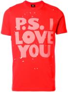 Ps By Paul Smith 'p.s.i Love You' T-shirt, Men's, Size: Large, Red, Organic Cotton