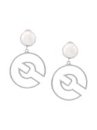 Moschino Wrench Outline Clip On Earrings, Women's, Metallic