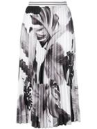 D.exterior Leaf Print Pleat Skirt - Grey