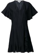 Kenzo V-neck Ruffle Trim Dress - Black