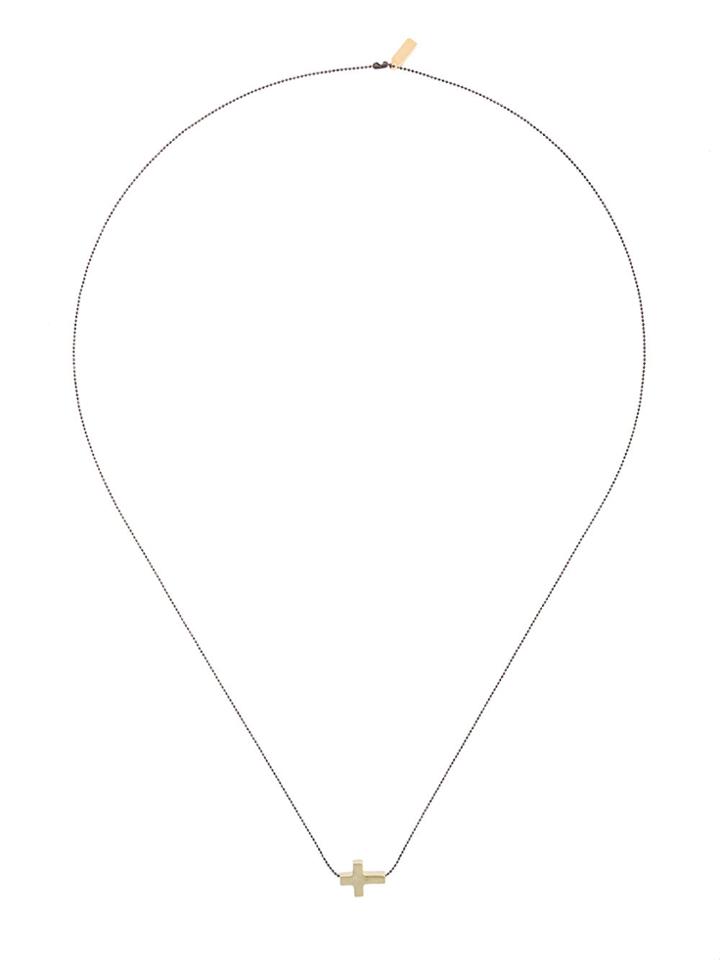 Hues Mini Side Cross Pendant Necklace - Black