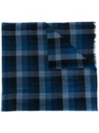 Ermenegildo Zegna Checked Scarf, Men's, Blue, Wool/cashmere/silk