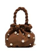 Staud Grace Pearl-embellished Bracelet Bag - Brown