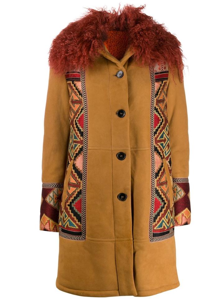 Etro Tribal Pattern Detail Coat - Neutrals