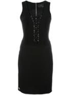 Philipp Plein Lace-up Mini Dress, Women's, Size: Xl, Black, Viscose/acetate/spandex/elastane
