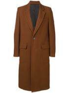 Ami Paris Patched Pockets Two Buttons Long Lined Coat - Brown