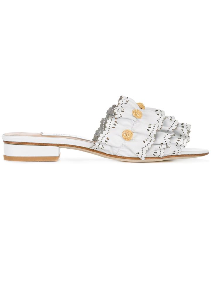 Rue St Layered Ruffle Sandals - White