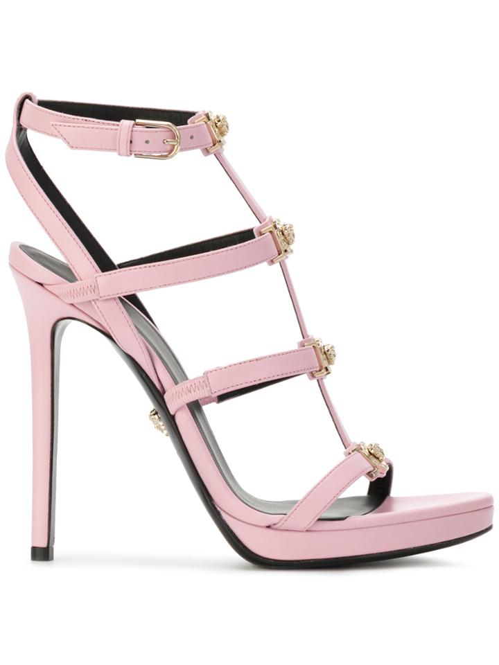 Versace Signature Medusa Strap Sandals - Pink & Purple