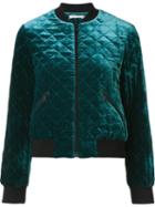 Alice+olivia 'demia' Quilted Bomber Jacket, Women's, Size: Xs, Green, Viscose/silk