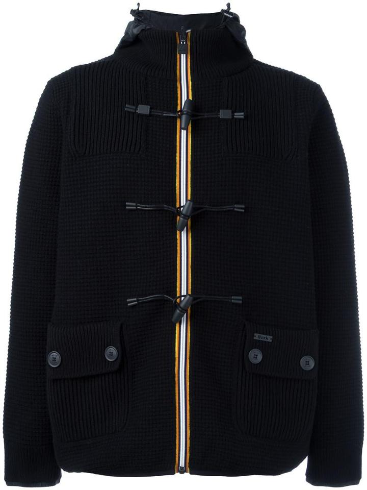 Bark Duffle Zipped Hooded Jacket, Men's, Size: Large, Black, Wool/polyamide