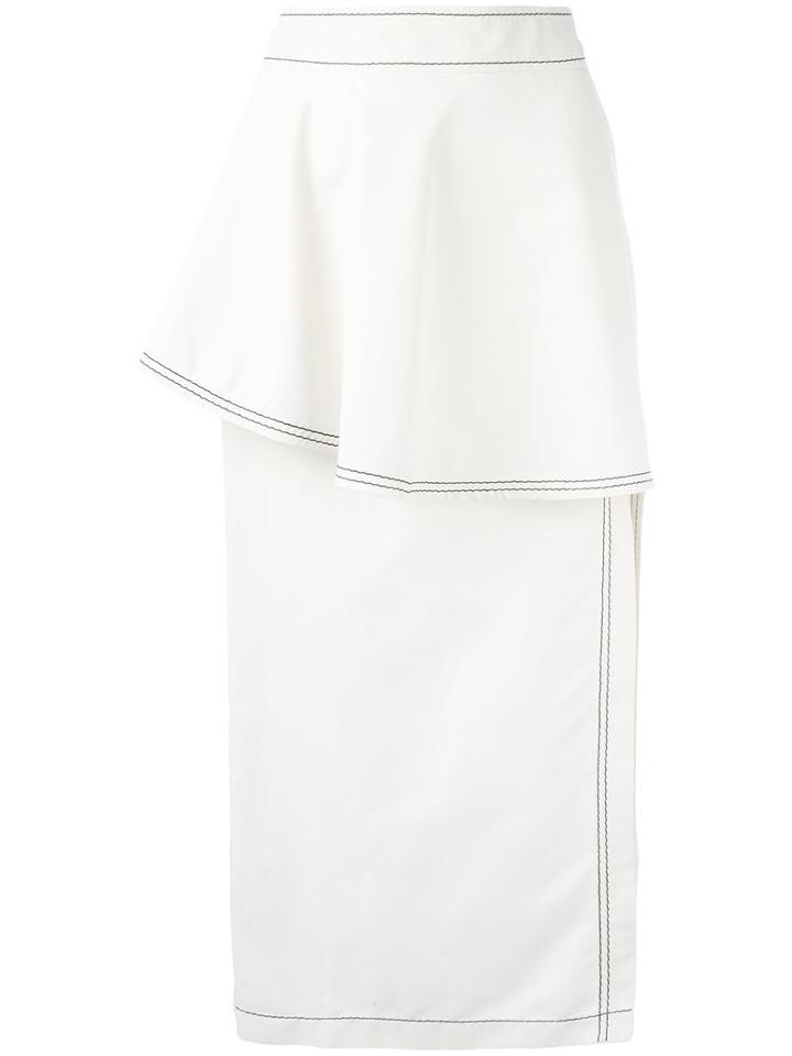 Stella Mccartney Peplum Skirt, Women's, Size: 40, White, Cotton/polyamide/linen/flax
