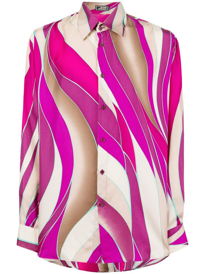 Versace Vintage Abstract Print Shirt - Pink & Purple