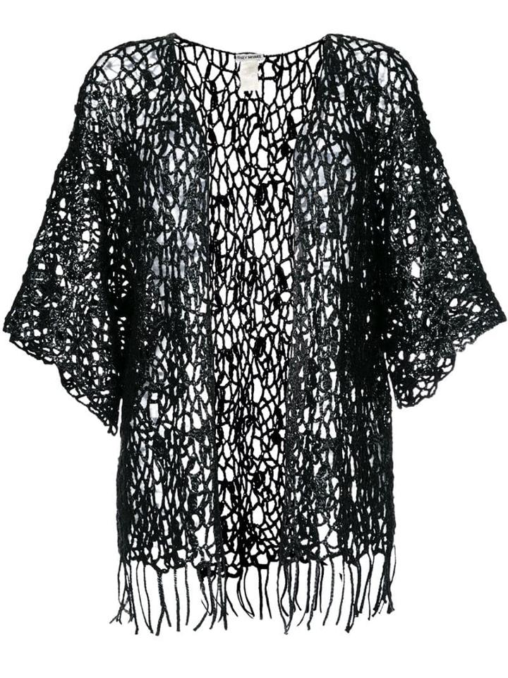 Issey Miyake Pre-owned Sheer Lace Knitted Cardigan - Black