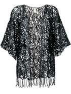 Issey Miyake Pre-owned Sheer Lace Knitted Cardigan - Black