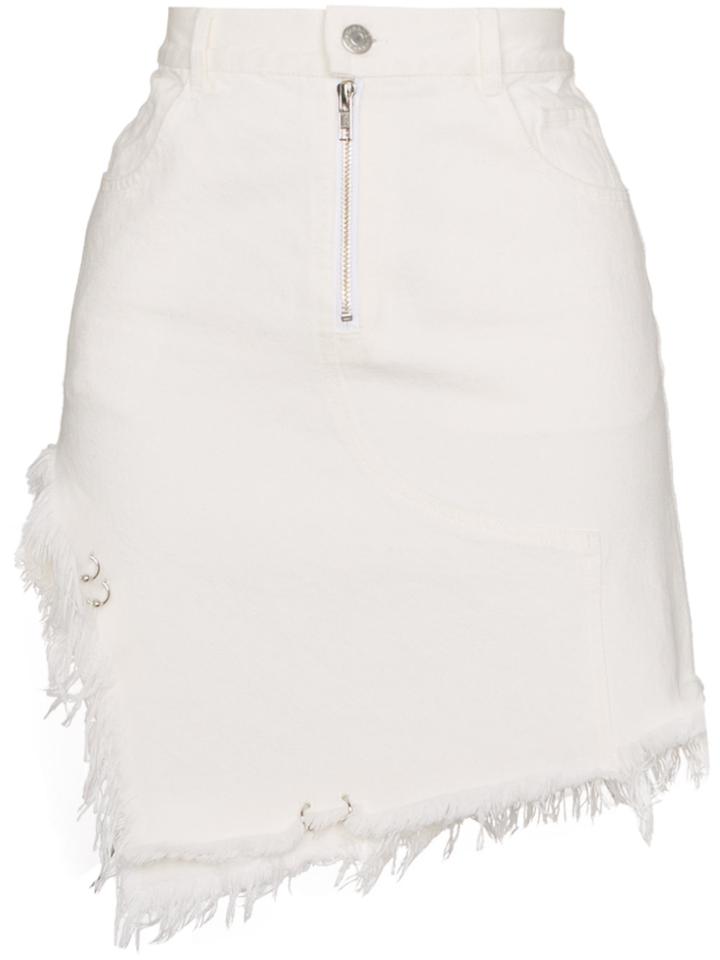 Sandy Liang Tams High Waisted Frayed Skirt - White