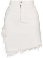 Sandy Liang Tams High Waisted Frayed Skirt - White