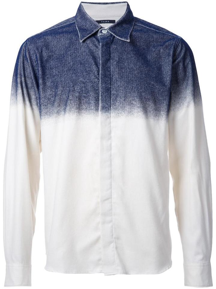 Taakk Concealed Fastening Dégradé Shirt, Men's, Size: 3, White, Cotton
