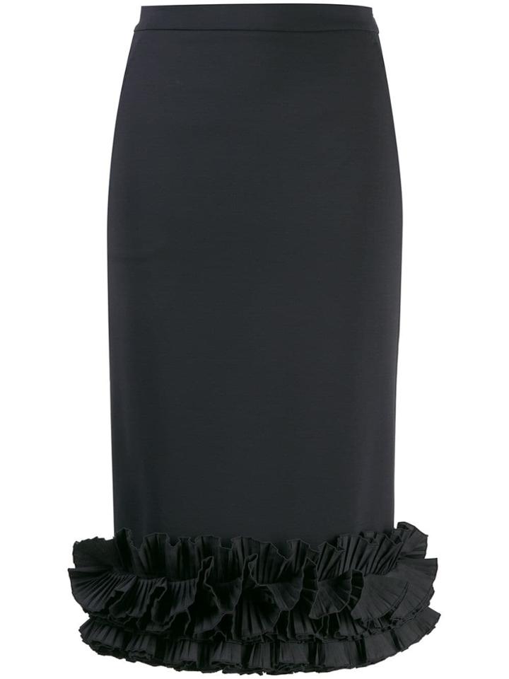Max Mara Ruffled Hem Pencil Skirt - Blue
