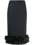 Max Mara Ruffled Hem Pencil Skirt - Blue