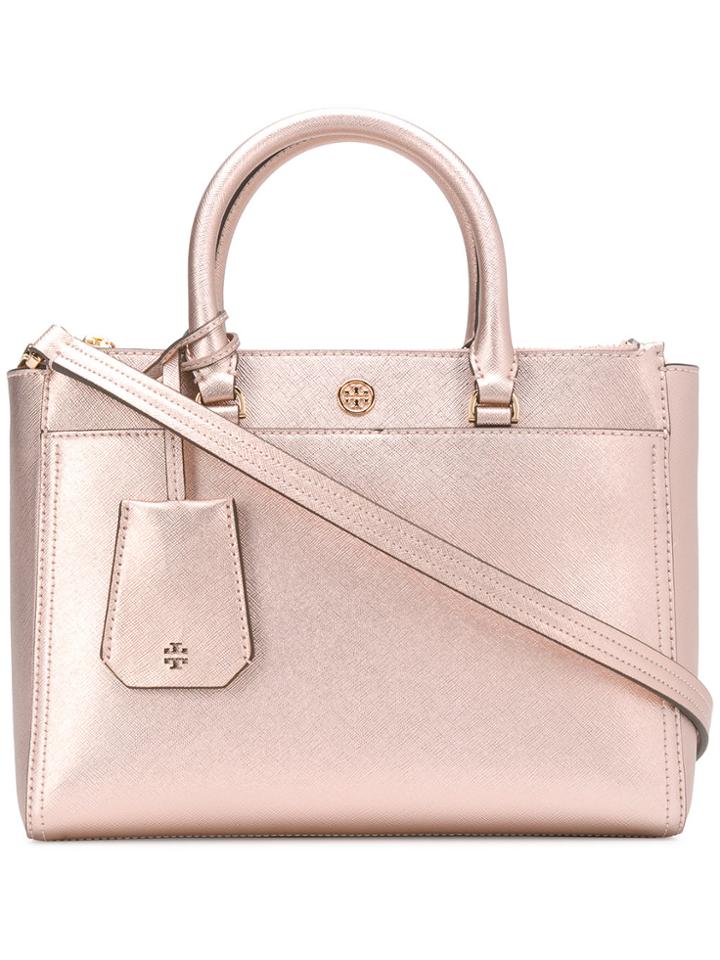 Tory Burch Robinson Metallic Small Double-zip Tote