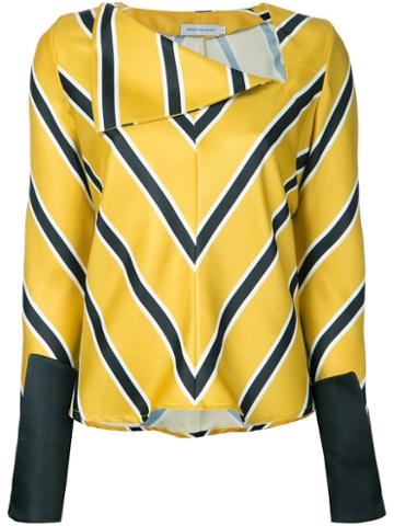 Gwen Salakaia - Striped Blouse - Women - Polyester - 4, Yellow/orange, Polyester