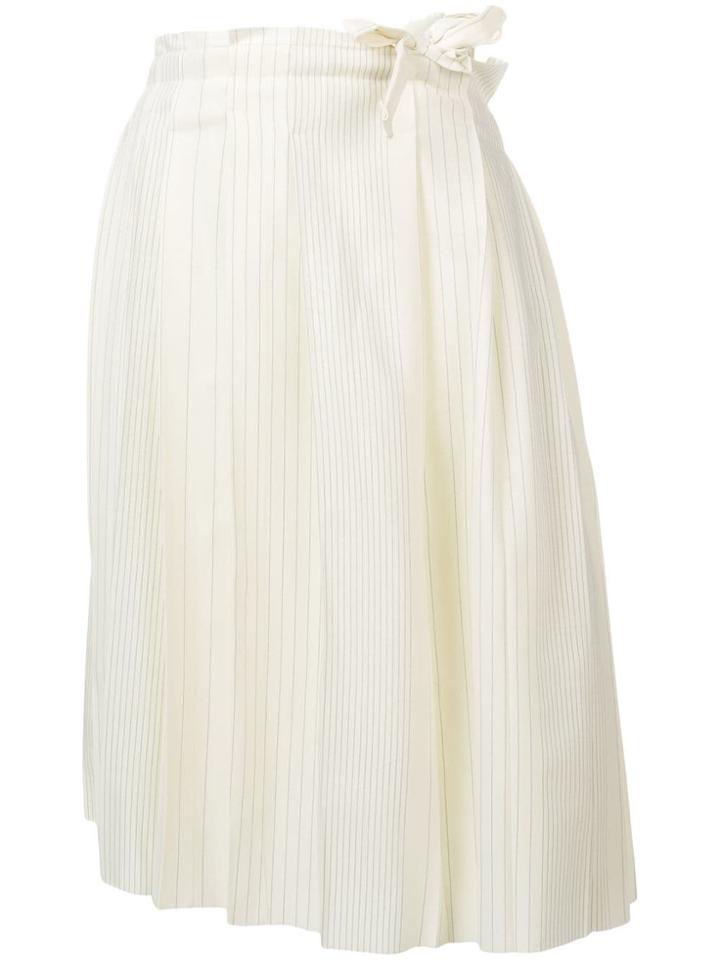 Maison Flaneur Striped Pleated Skirt - White
