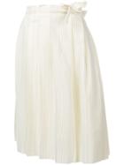 Maison Flaneur Striped Pleated Skirt - White