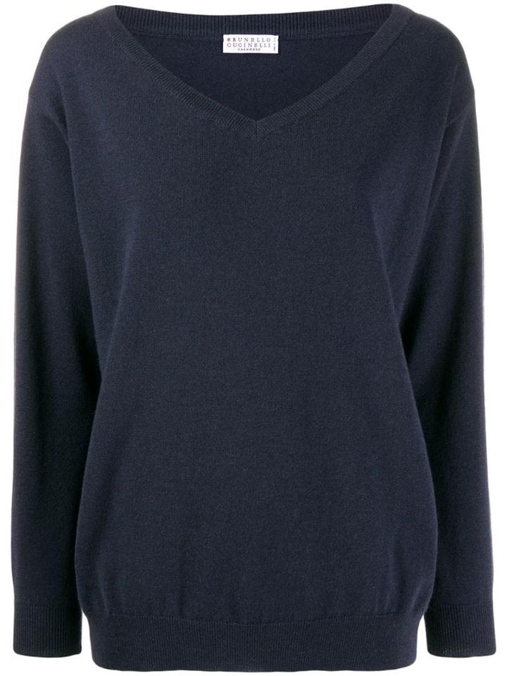 Brunello Cucinelli V-neck Sweatshirt - Blue