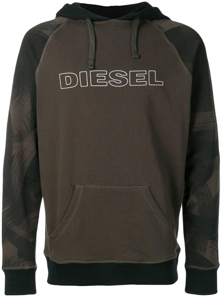 Diesel Print Panel Hoodie - Green