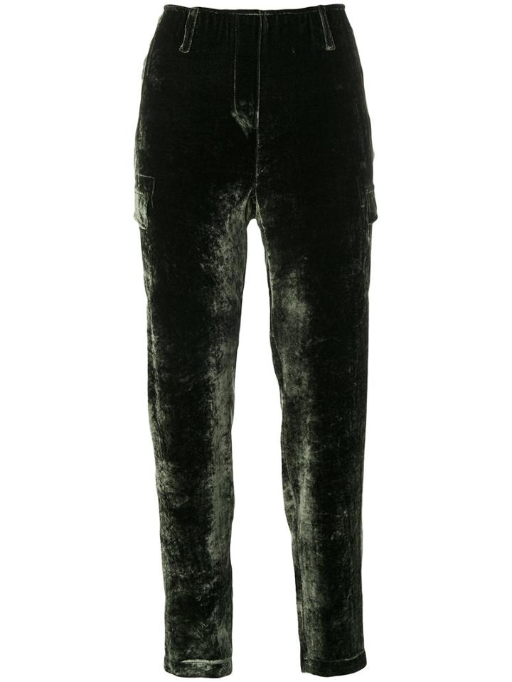 Luisa Cerano - Velvet Style Straight Trousers - Women - Silk/viscose - 38, Green, Silk/viscose