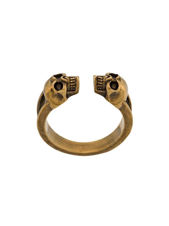 Alexander Mcqueen Skull Engraved Ring - Gold