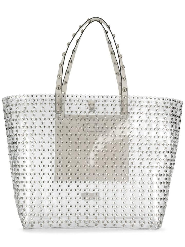 Red Valentino Red(v) Stud Embellished Tote Bag - White