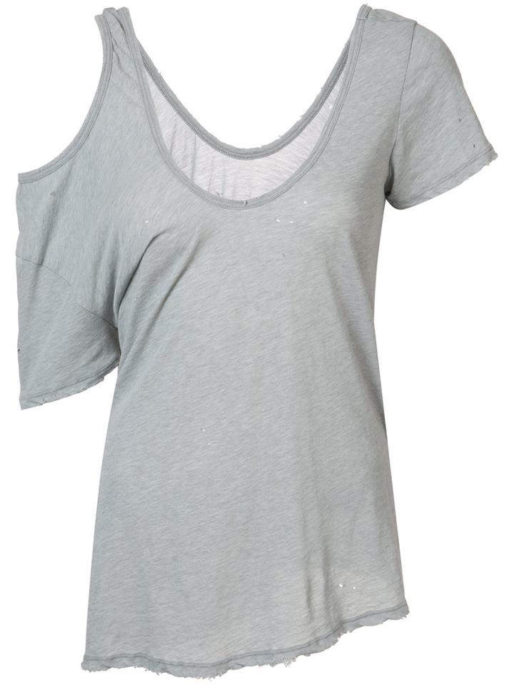 Unravel Project Scoop Neck One-shoulder Top, Women's, Size: Medium, Grey, Cotton