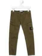 Stone Island Kids Logo Patch Cargo Trousers, Boy's, Size: 8 Yrs, Green