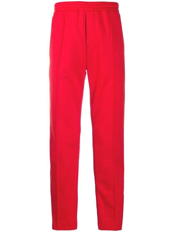 Prada Pleated Straight Leg Trousers - Red