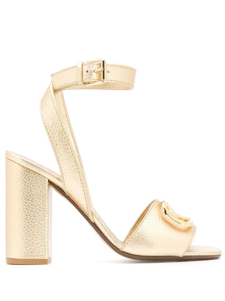 Valentino Valentino Garavani Logo Sandals - Gold