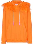 Natasha Zinko Feather Trimmed Hoodie - Orange
