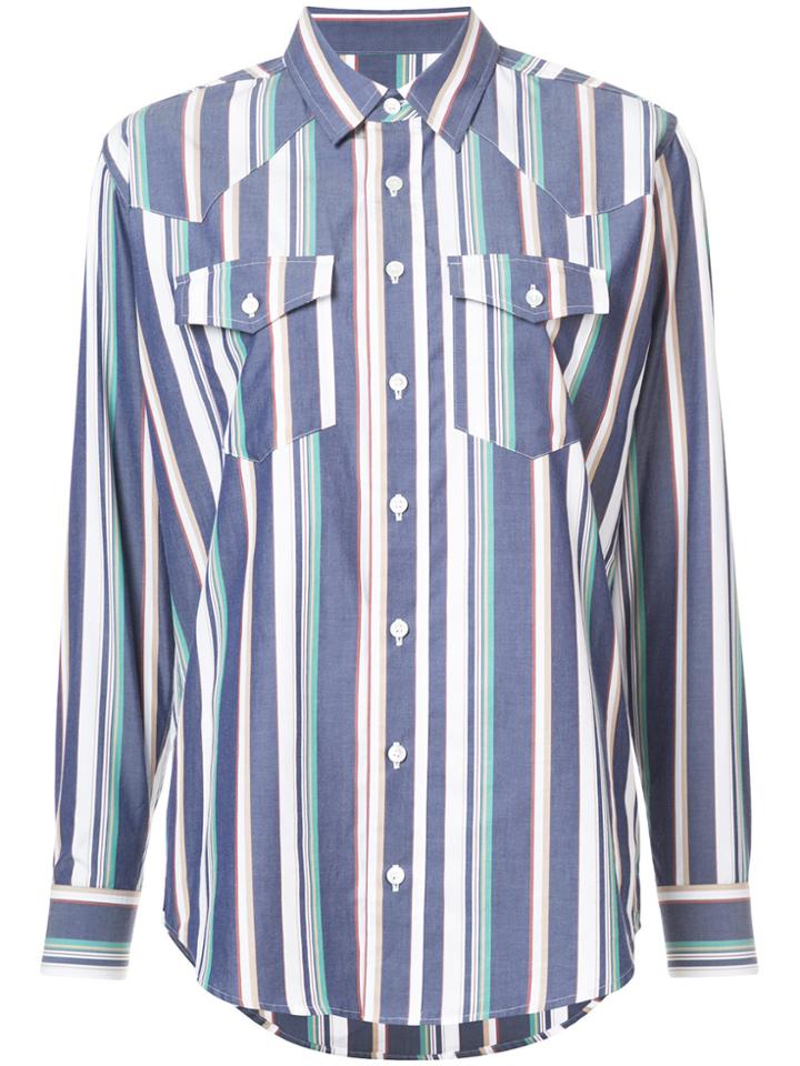 Julien David Striped Long Sleeve Shirt - Blue