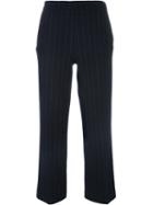 Odeeh Pinstriped Cropped Trousers, Women's, Size: 38, Blue, Cotton/virgin Wool