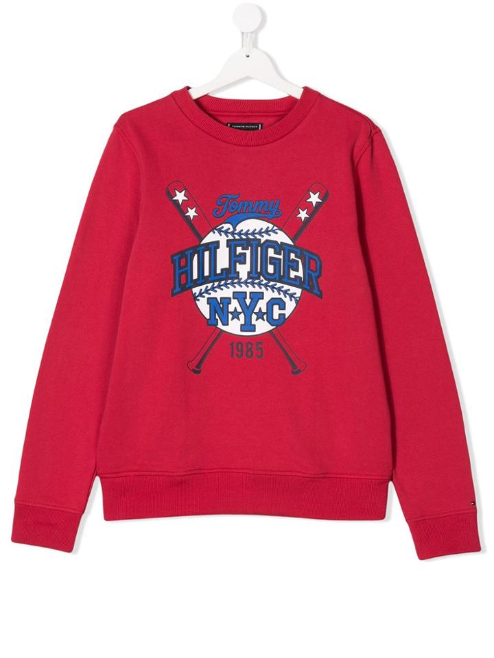 Tommy Hilfiger Junior Teen Logo Printed Sweatshirt - Red